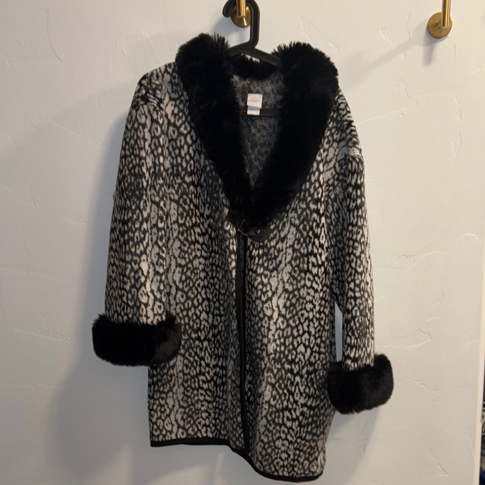 Black and Gray Fur Coat